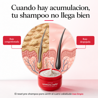 Vittae exfoliante capilar comparacion acumulacion y raiz despejada