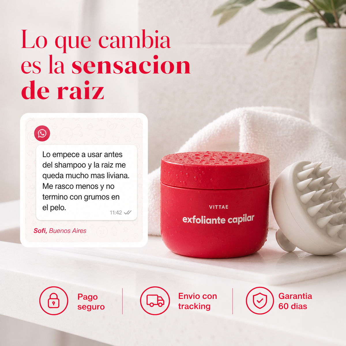 Vittae exfoliante capilar prueba social raiz mas liviana